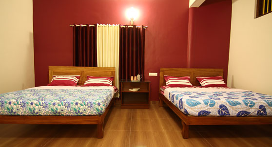 View of the grand suite room's beds 